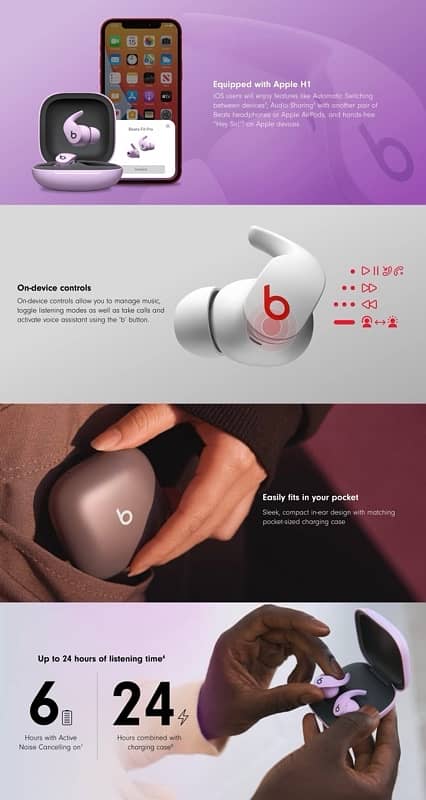 Apple Beats Fit Pro True Wireless Earbuds 10/9 condition Apple H1 chip 1