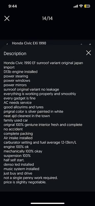 Honda Civic Oriel 1990 12