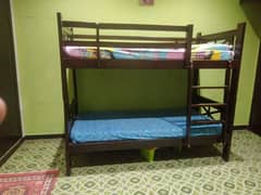 Wooden Bunk Bed with 2 Mattresses (Slightly Used)