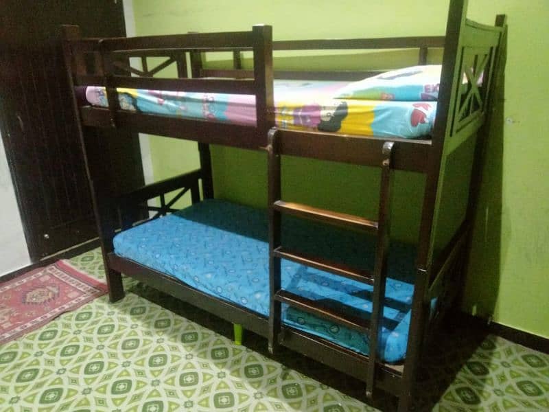 Wooden Bunk Bed with 2 Mattresses (Slightly Used) 1