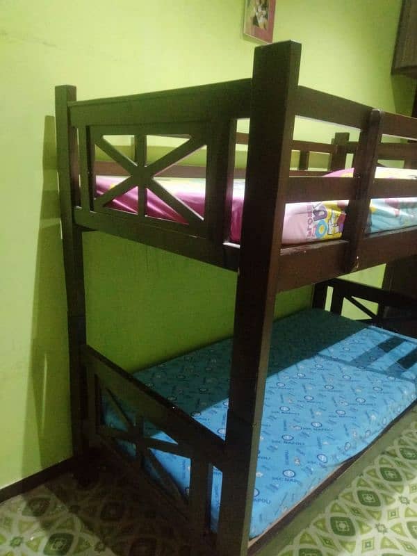 Wooden Bunk Bed with 2 Mattresses (Slightly Used) 2