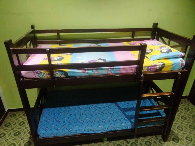 Wooden Bunk Bed with 2 Mattresses (Slightly Used) 4