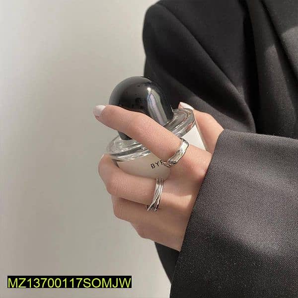 2 pcs alloy silver plated plain rings set 2