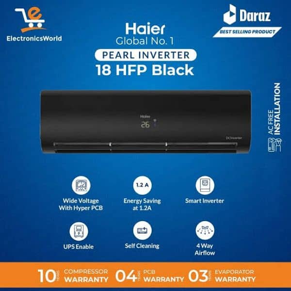 Haier 1.5 ton Inverter Ac pearl Black 0