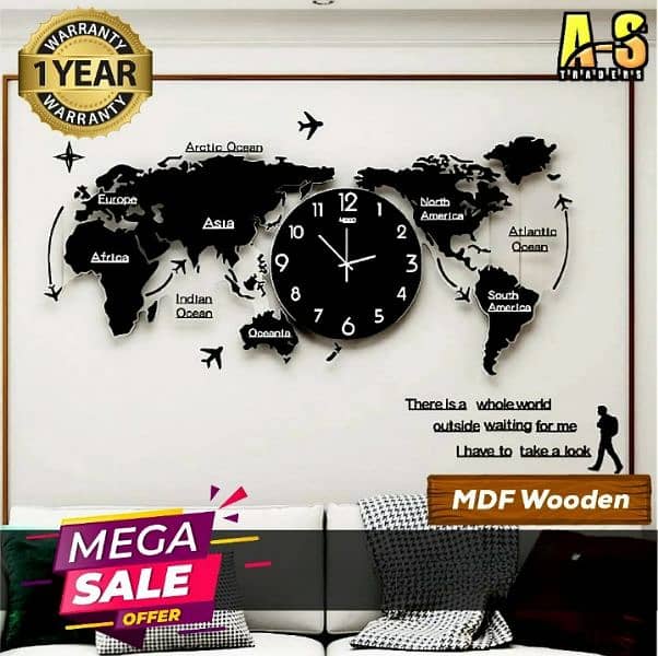 World map wall clock - Available in diff sizes - Free delivery in LHR 0