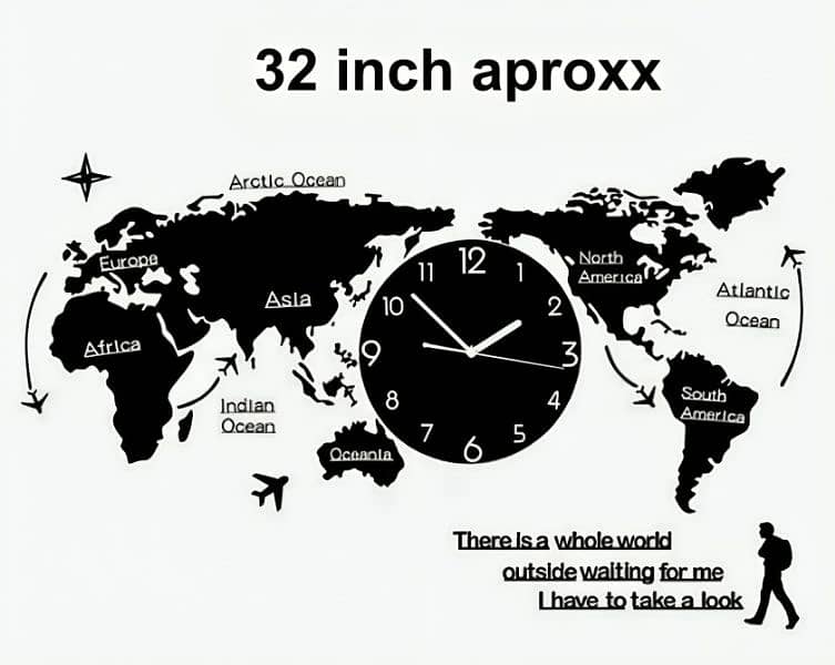 World map wall clock - Available in diff sizes - Free delivery in LHR 1