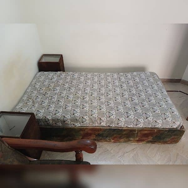 Single Bed with Spring Mattress and 2 Side Tables 1