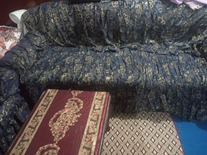 5 seater blue color sofa cover 1