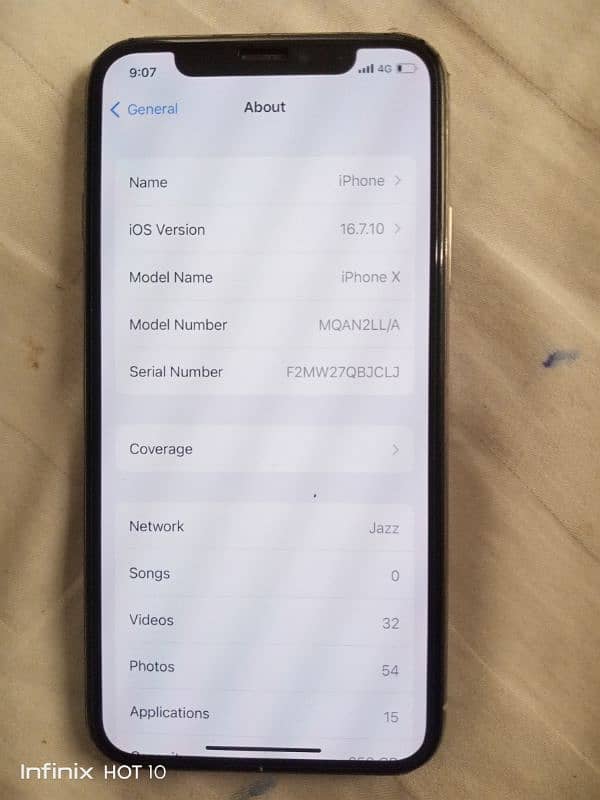 iphone x pta approved 256 gb all ok 7