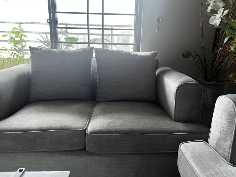 Softly used Grey, 3+2 piece sofa set 2