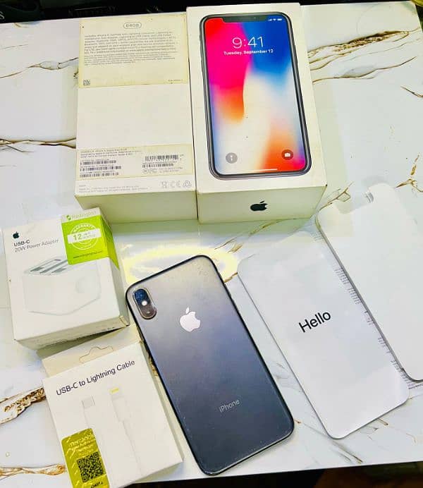 iPhone x PTA approve 64gb with box 4