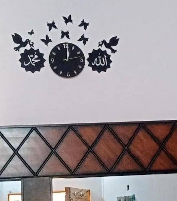 3D islamic wooden wall clock 1