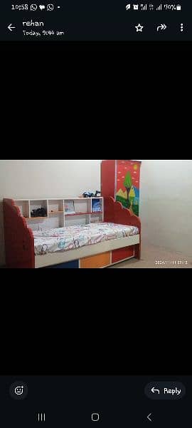 kids single Bed with under bed for two kids with wardrobe 0