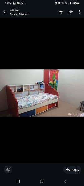 kids single Bed with under bed for two kids with wardrobe 1