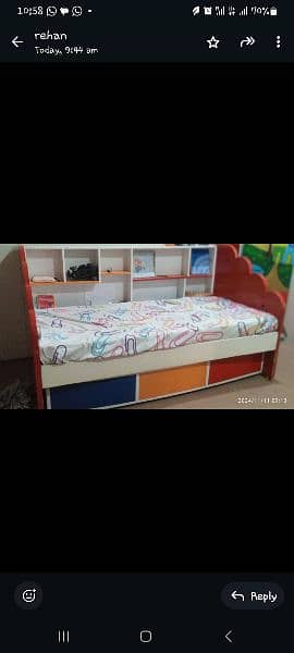 kids single Bed with under bed for two kids with wardrobe 2