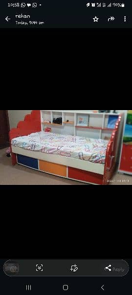 kids single Bed with under bed for two kids with wardrobe 4