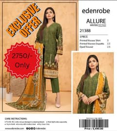 EDENROBE VISCOSE/3PCS/NEW LATEST DESIGN/UNSTITCHED