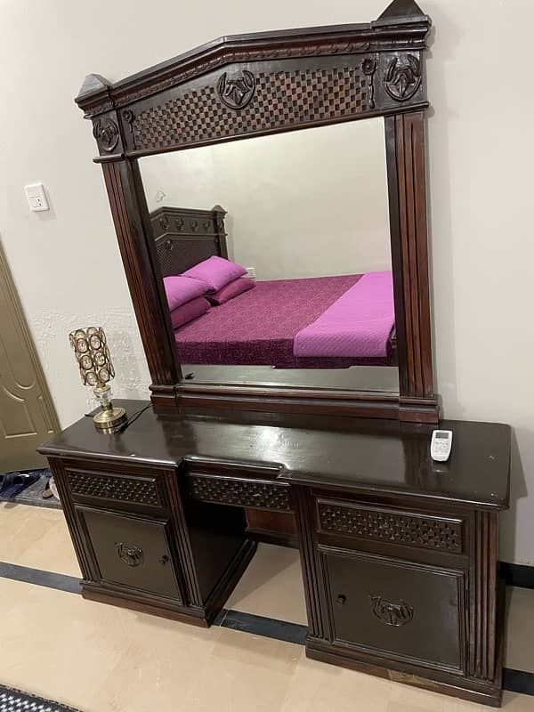 King Size Wooden Bed with Side Table and Dressing 3