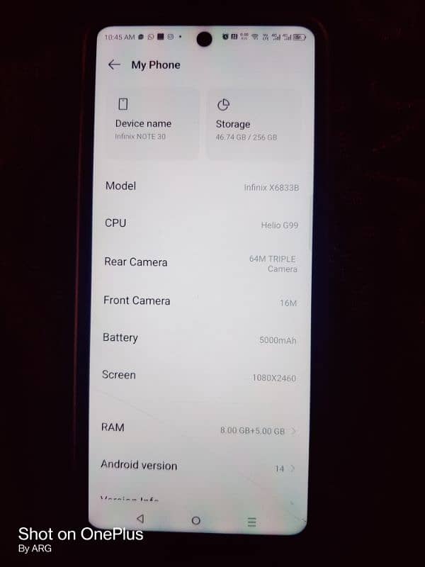 infinix Note 30 sunset Gold 8+5/256 9