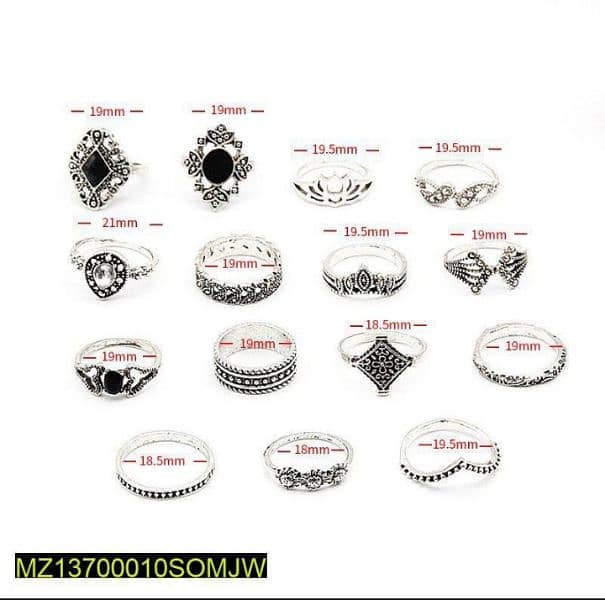 15 pcs Trendy Rings set For girls 0