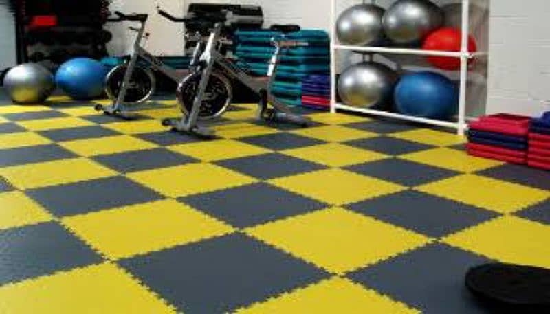 Gym Rubber Tiles / Gym Mat / Wooden Floor / Vinyl / Wallpaper / Grass 1