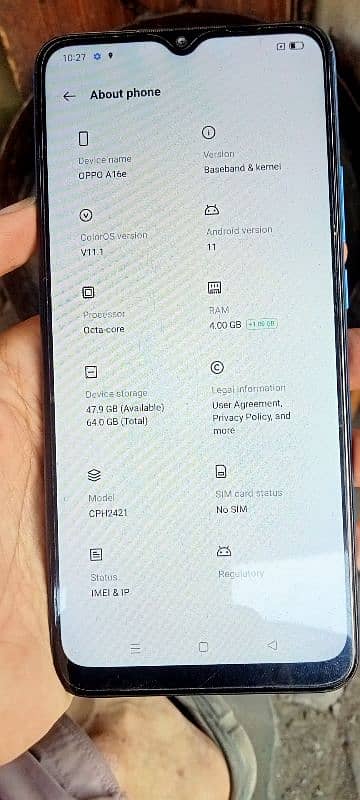 oppo A16e, 64,+ 4Gb  10by 10 condition 2