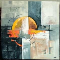 abstract in yellow n grey