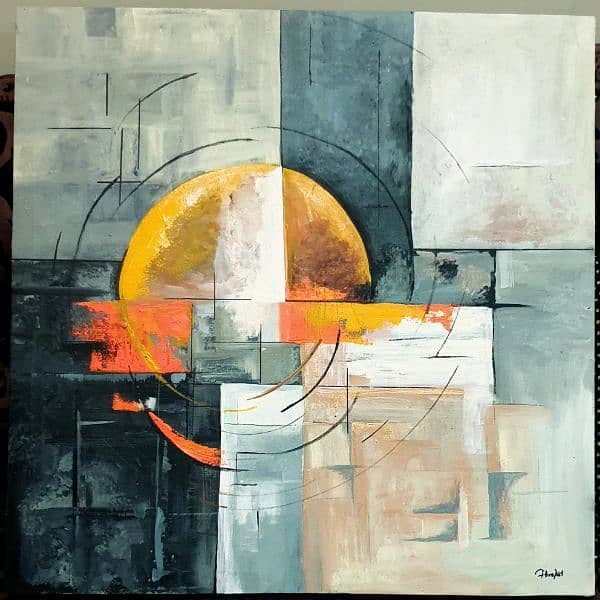 abstract in yellow n grey 0