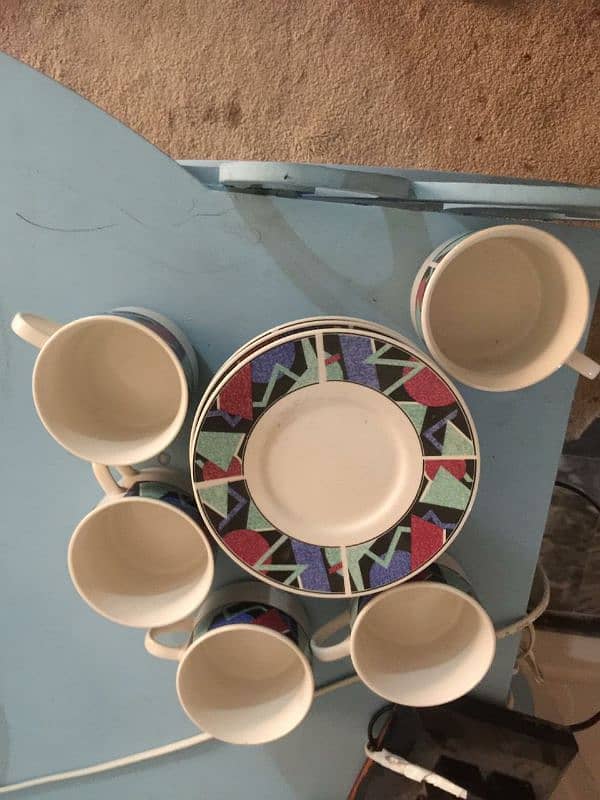 5 pc fish platter one tea set one desert bowl with 6 cups 10