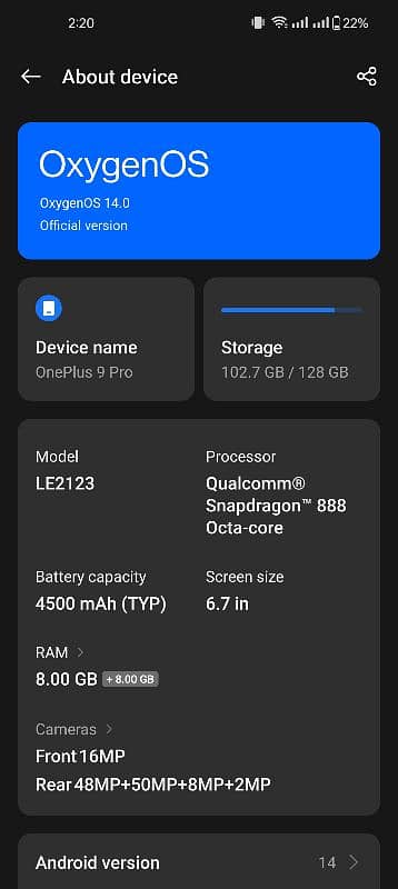 OnePlus 9 pro 8/128 10by10 doul sim 1