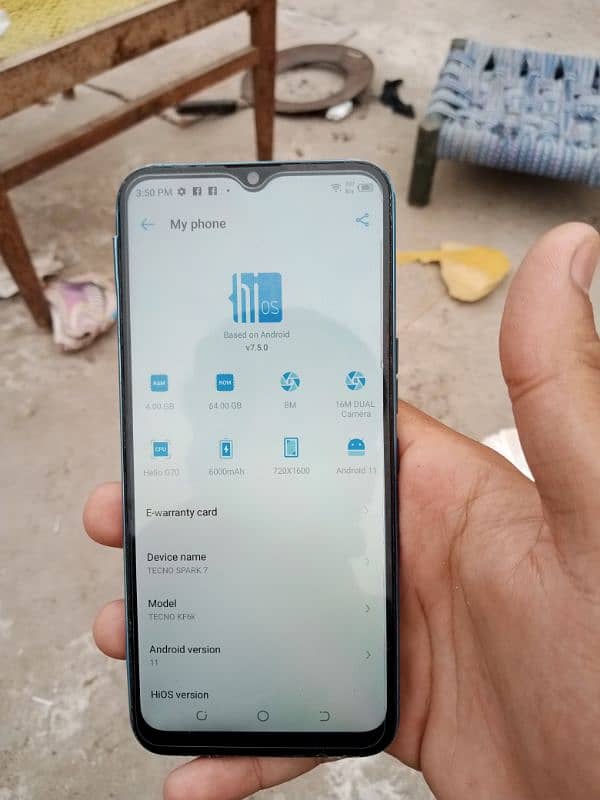 Tecno spark 7. . 4-64gb 6000mh battery 4g pta proved only cable 2