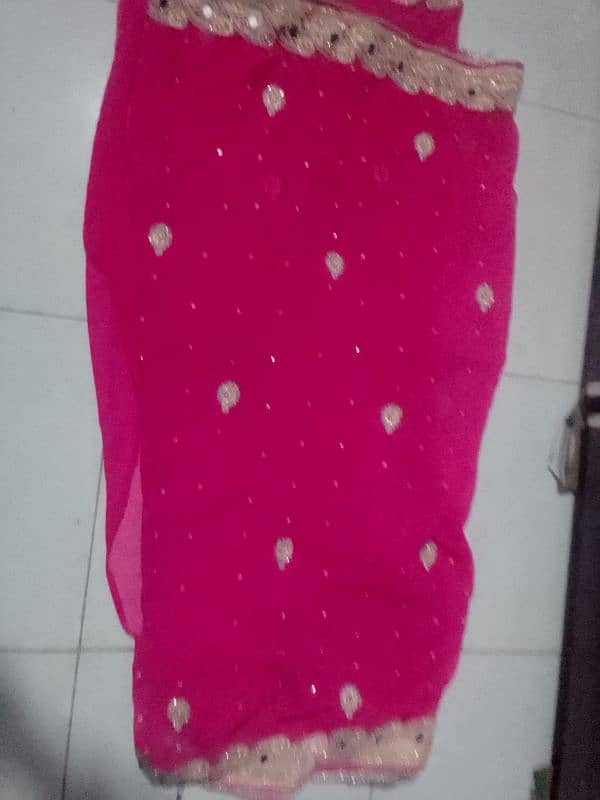 stichted saree baby pink colour mirror work 0