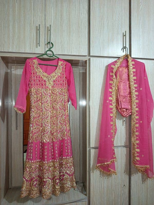 pink colour maxy with duppata and shalwar for sale 1