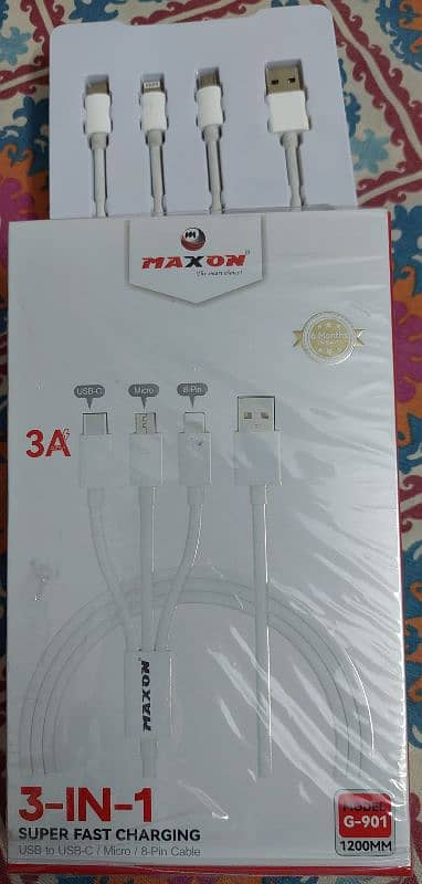 Maxon G-901 3-in-1 Charging Cable. 0