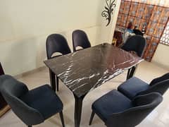 Marble Dinning Table with 6 Chairs