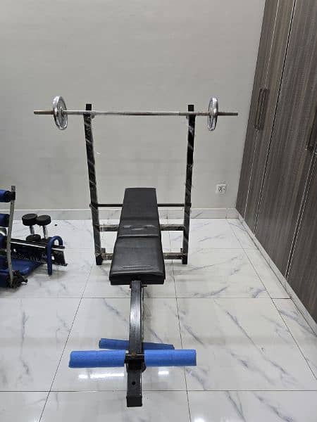 Multi Purpose Bench with Barbell and Plates 4