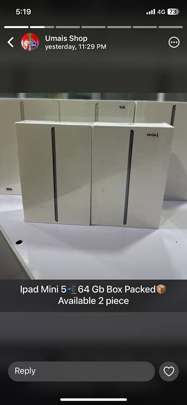 I pad mini 5  box pack 64 “gb 0