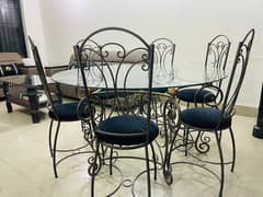 Glass Dining Table with 6 chairs for sale