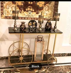 metal n wood console black n gold