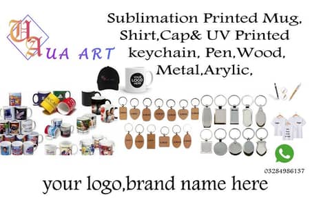 Sublimation Printed Mug, Shirt,Cap& UV Printed  keychain,Pen