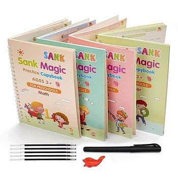 Sank Magic Practice Copybook Set of 4 Reusable Books with Pen & Refill 0