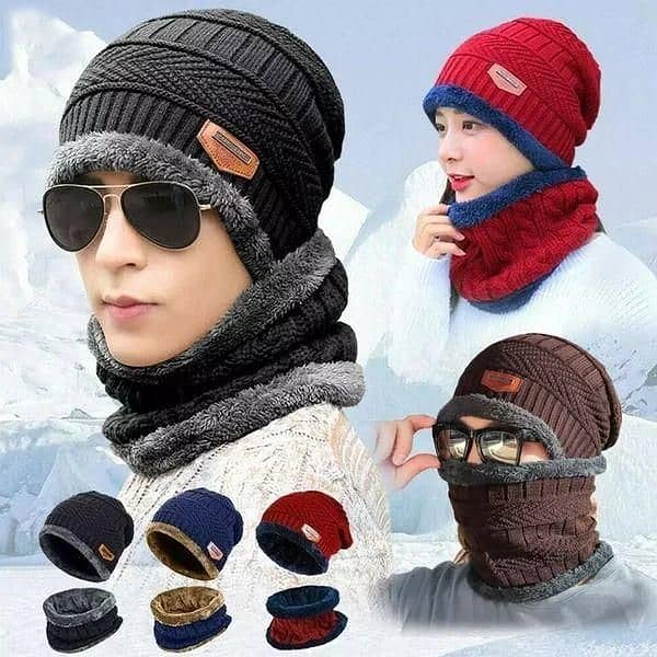 warm black acrylic beanie and Neck warmer set 2