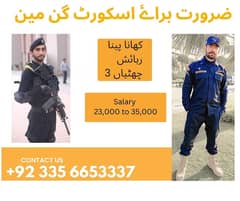 Escort Guard/ Gun Man Required for Islamabad & Punjab