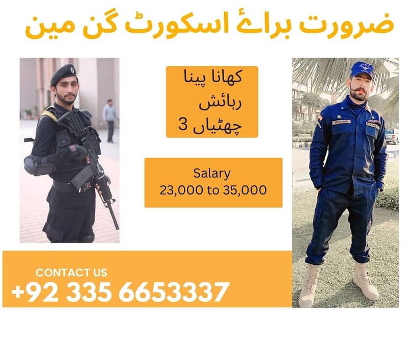 Escort Guard/ Gun Man Required for Islamabad & Punjab 0