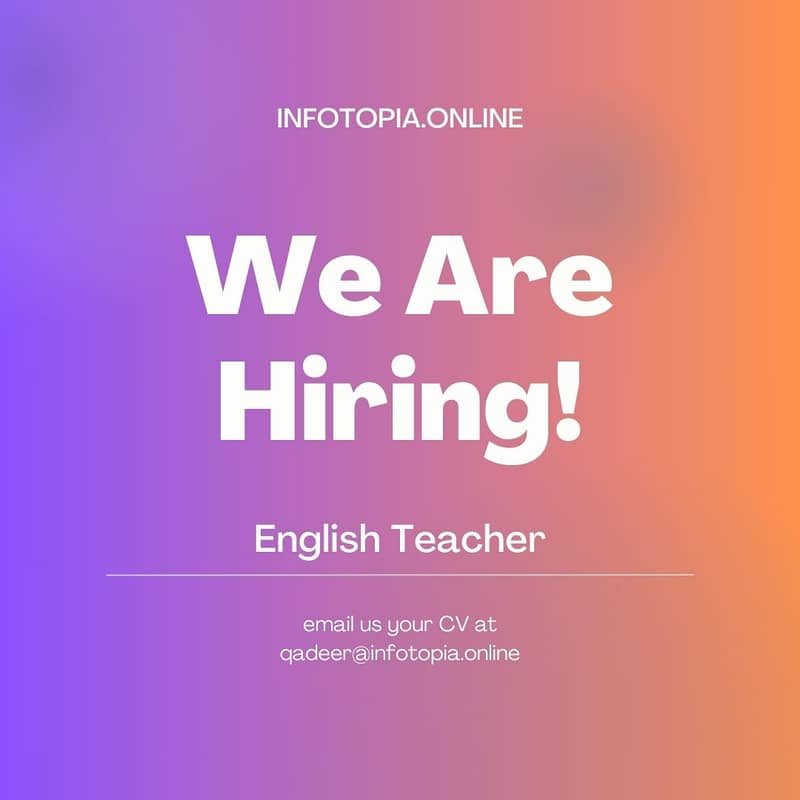 ENGLISH TEACHER Apply On Link 0