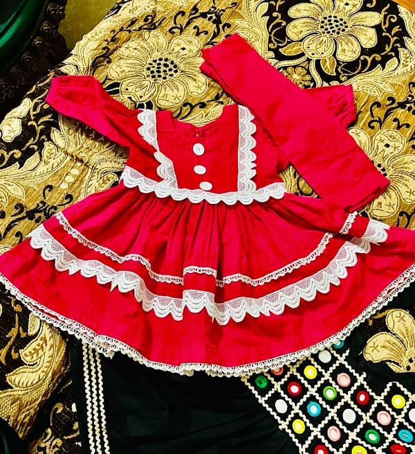 One Year Baby girl Hand Made Design Khadar Dress 1