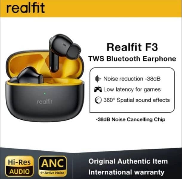 Realfit F3,Gaming Earbuds With Active Noise Cancelation. 100% original 4