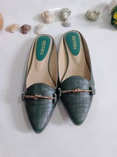 whoman casual shoes green leather mules chic for every occasion