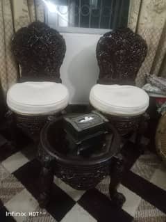 2 chair's set with table