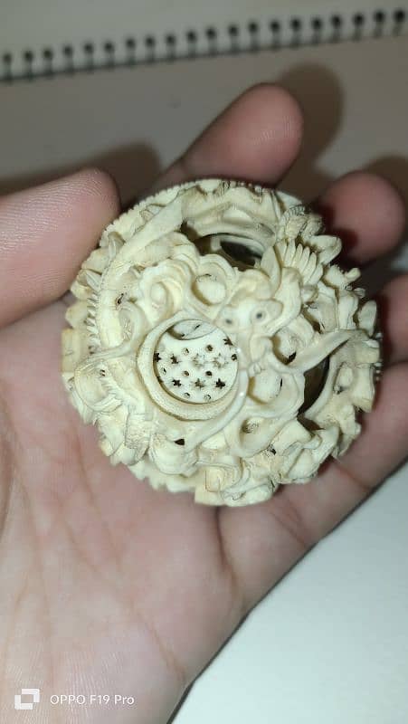 Antique Ivory Puzzle ball with stand Chinese hand carved 7